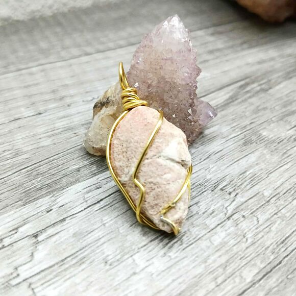 Fossil Wire Wrapped Pendant, Jewelry Making Craft Supplies, 1.5" - Picture 2 of 3